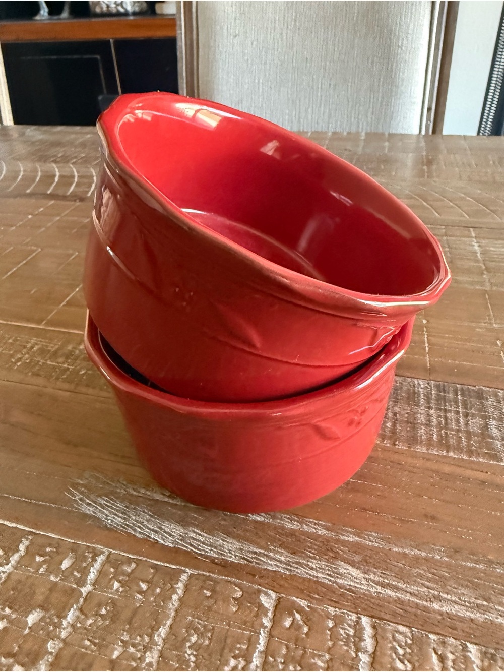 Signature Housewares Bella Red Ruby Ramekins Souffle Bowls Set of 2